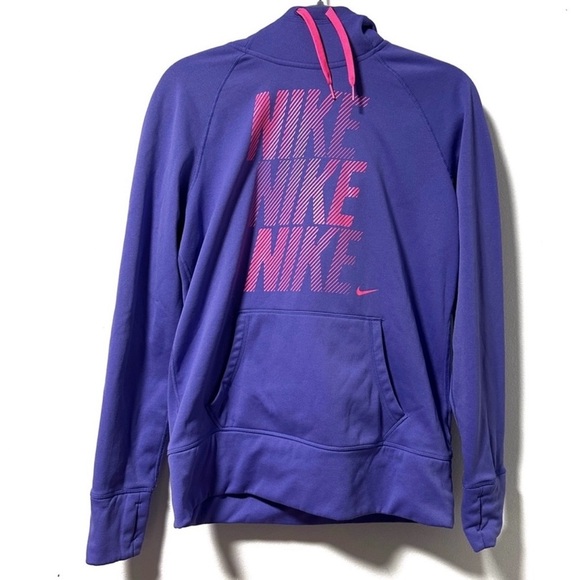Nike Therma-Fit Purple Pink Hooded Sweatshirt Women’s Size Large Sporty Athletic - Picture 1 of 15